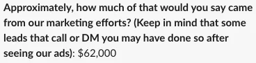 $62K generated from our marketing.