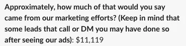 $11,119 attributed to our marketing.