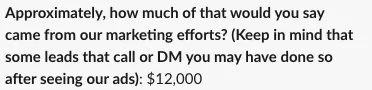 $12K in revenue from our ads.