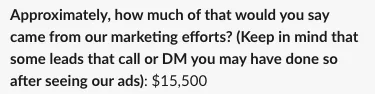 $15,500 from our marketing efforts.