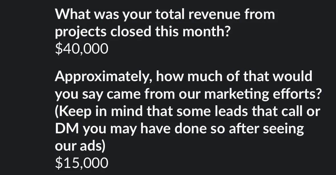 $15K from our marketing. $40K total revenue.
